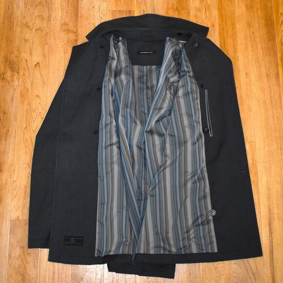 John Varvatos Gray Double Breasted Lined Pea Coat Sz 40R - Picture 3 of 9